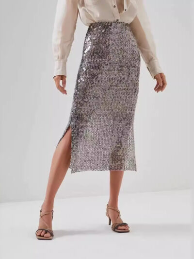 Sequined Glamour Midi Skirt