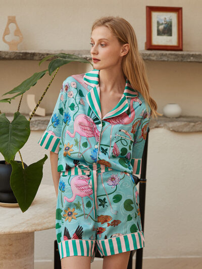 Comfortable Home Wear Set with Nature-Inspired Prints