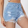 Vintage Distressed High-Waist Denim Shorts